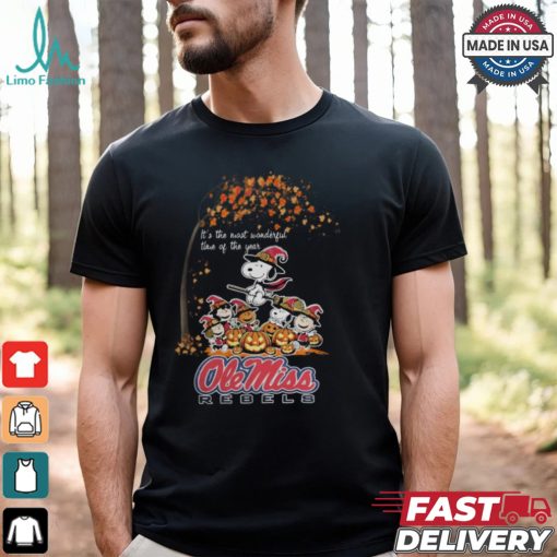Peanuts Characters Ole Miss Rebels Halloweens It’s The Most Wonderful Time Of The Year Shirt