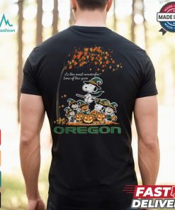 Peanuts Characters Oregon Ducks Halloweens It’s The Most Wonderful Time Of The Year Shirt