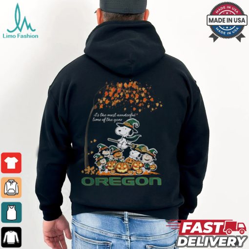 Peanuts Characters Oregon Ducks Halloweens It’s The Most Wonderful Time Of The Year Shirt