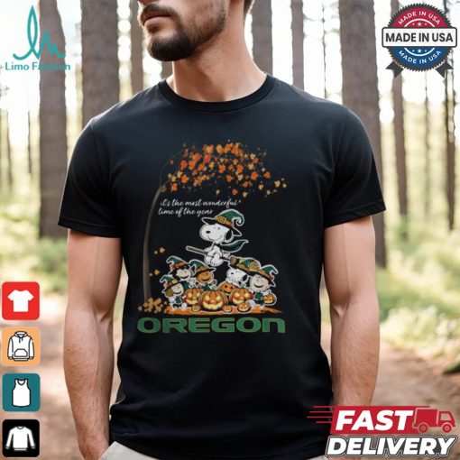 Peanuts Characters Oregon Ducks Halloweens It’s The Most Wonderful Time Of The Year Shirt