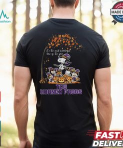 Peanuts Characters TCU Horned Frogs Halloweens It’s The Most Wonderful Time Of The Year Shirt