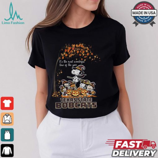 Peanuts Characters Texas State Bobcats Halloweens It’s The Most Wonderful Time Of The Year Shirt