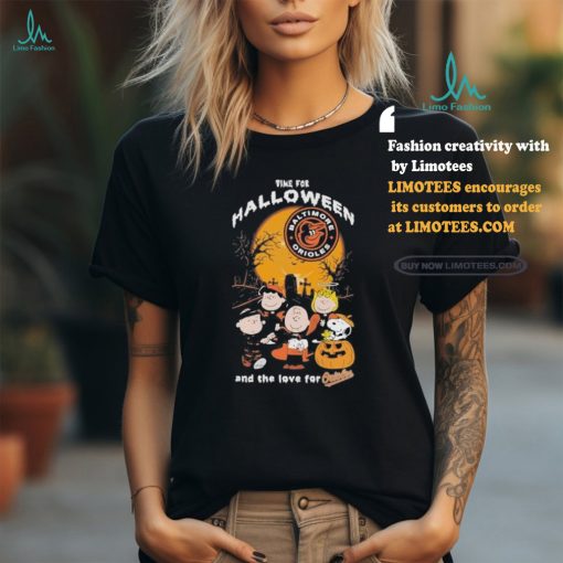 Peanuts Characters Time For Halloween And The Love For Baltimore Orioles Shirt