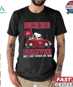 Peanuts Snoopy And Woodstock On Car Ohio State Buckeyes Forever Not Just When We Win Shirt