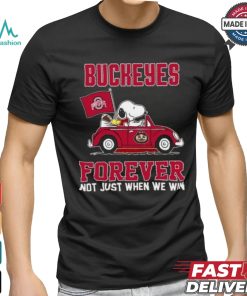 Peanuts Snoopy And Woodstock On Car Ohio State Buckeyes Forever Not Just When We Win Shirt