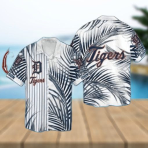 Personalized Striped Palm Detroit Tigers Tropical Hawaiian Shirt