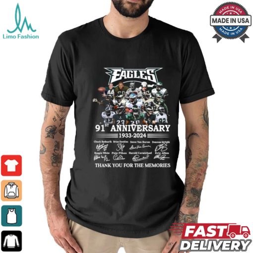 Philadelphia Eagles 91st anniversary 1933 2024 thank you for the memories signatures shirt