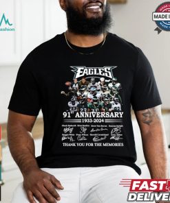 Philadelphia Eagles 91st anniversary 1933 2024 thank you for the memories signatures shirt