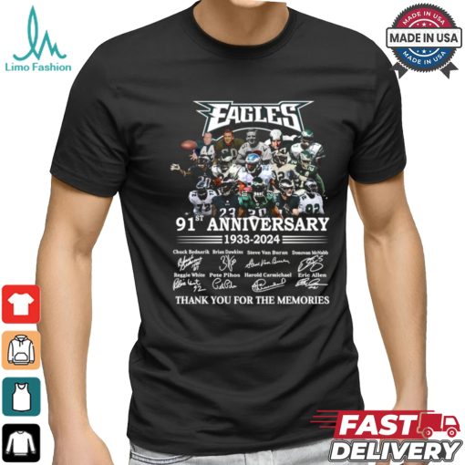 Philadelphia Eagles 91st anniversary 1933 2024 thank you for the memories signatures shirt