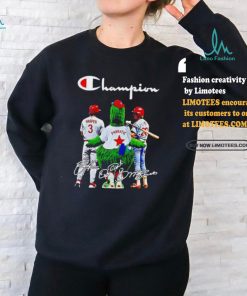 Philadelphia Phillies Champion Bryce Harper Alec Bohm And Mascot Signatures Shirt