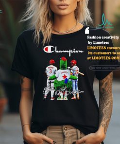 Philadelphia Phillies Champion Bryce Harper Alec Bohm And Mascot Signatures Shirt