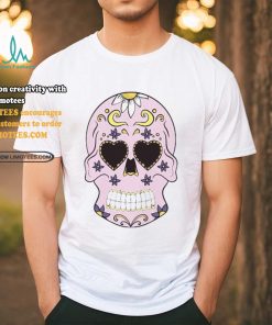 Pink Sugar Skull With Flowers T Shirt