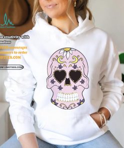Pink Sugar Skull With Flowers T Shirt