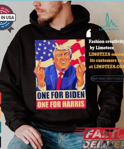 Pro Trump Anti Kamala Harris Joe Biden 2024 Election Vote Trump Middle Finger One For Joe One For Kamala T shirt