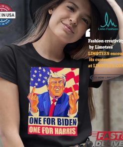 Pro Trump Anti Kamala Harris Joe Biden 2024 Election Vote Trump Middle Finger One For Joe One For Kamala T shirt