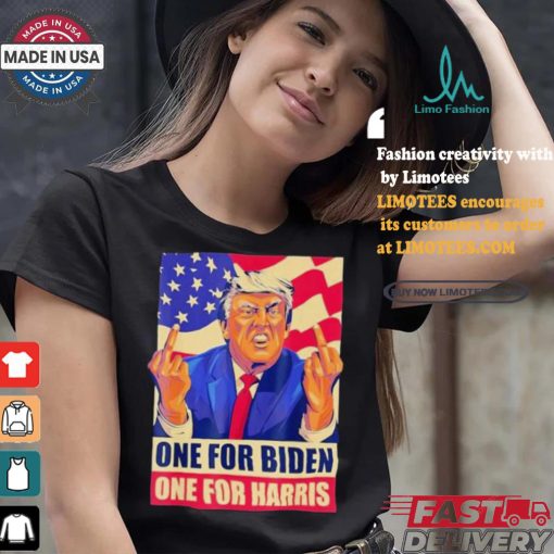 Pro Trump Anti Kamala Harris Joe Biden 2024 Election Vote Trump Middle Finger One For Joe One For Kamala T shirt