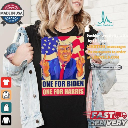 Pro Trump Anti Kamala Harris Joe Biden 2024 Election Vote Trump Middle Finger One For Joe One For Kamala T shirt