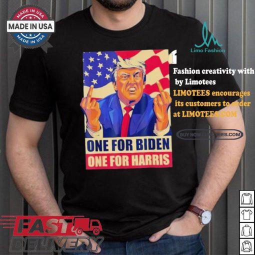 Pro Trump Anti Kamala Harris Joe Biden 2024 Election Vote Trump Middle Finger One For Joe One For Kamala T shirt