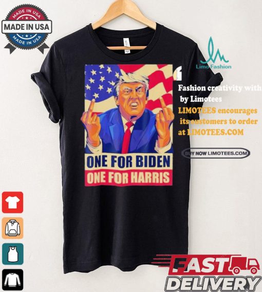 Pro Trump Anti Kamala Harris Joe Biden 2024 Election Vote Trump Middle Finger One For Joe One For Kamala T shirt