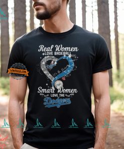 Real Women Love Baseball Smart Women Love The Los Angeles Dodgers Let’s Go Dodgers Heart Diamond Shirt