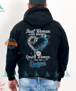 Real Women Love Baseball Smart Women Love The Los Angeles Dodgers Let’s Go Dodgers Heart Diamond Shirt