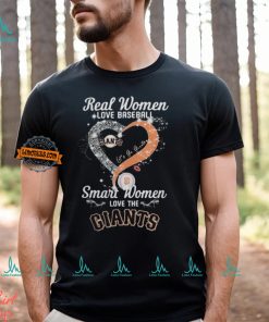 Real Women Love Baseball Smart Women Love The San Francisco Giants Let’s Go Giants Heart Diamond Shirt