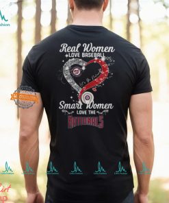 Real Women Love Baseball Smart Women Love The Washington Nationals Let’s Go Nationals Heart Diamond Shirt