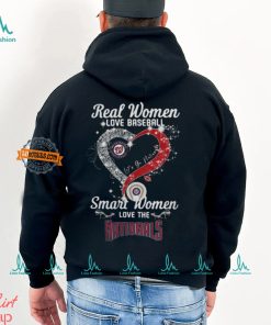 Real Women Love Baseball Smart Women Love The Washington Nationals Let’s Go Nationals Heart Diamond Shirt