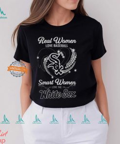 Real Women Love Baseball Smart Women Love The White Sox Diamond Heart Shirt