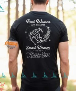 Real Women Love Baseball Smart Women Love The White Sox Diamond Heart Shirt
