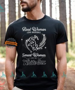 Real Women Love Baseball Smart Women Love The White Sox Diamond Heart Shirt