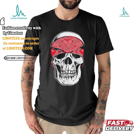 Red Bandana Skull Gangster Og Biker Graphic Skull Face Shirt