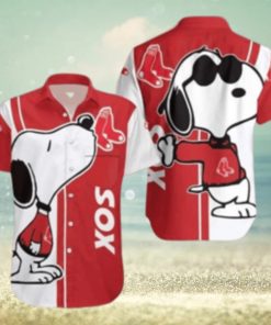 Red Sox Hawaiian Shirt With Snoopy Enjoying Summer Vibes