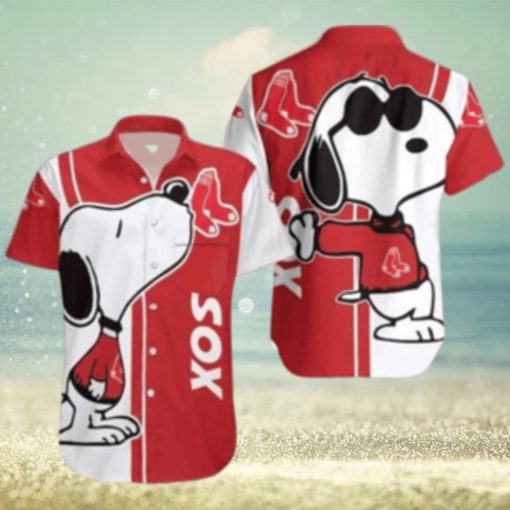 Red Sox Hawaiian Shirt With Snoopy Enjoying Summer Vibes