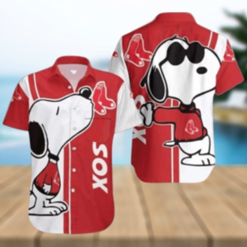 Red Sox Hawaiian Shirt With Snoopy Enjoying Summer Vibes