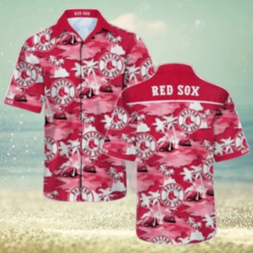 Red Sox Island Life Repeat Print Tropical Hawaiian Shirt