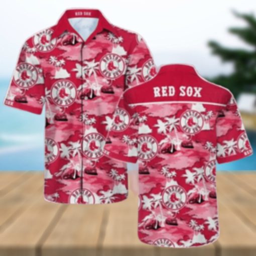 Red Sox Island Life Repeat Print Tropical Hawaiian Shirt