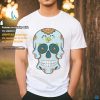 Sky Blue Sugar Skull with Purple Yellow flower T Shirt Sky Blue Sugar Skull with Purple Yellow flower T Shirt