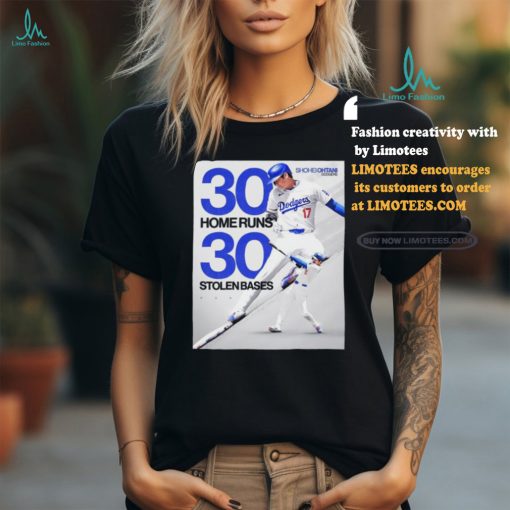Shohei Ohtani Dodgers 30 Home Runs and 30 Stolen Bases poster shirt