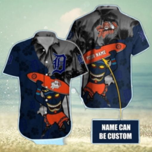 Skater Tiki Detroit Tigers Tropical Hawaiian Shirt