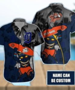 Skater Tiki Detroit Tigers Tropical Hawaiian Shirt