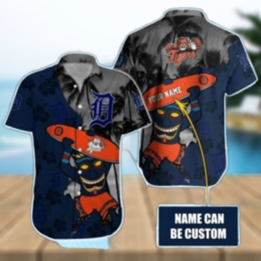 Skater Tiki Detroit Tigers Tropical Hawaiian Shirt