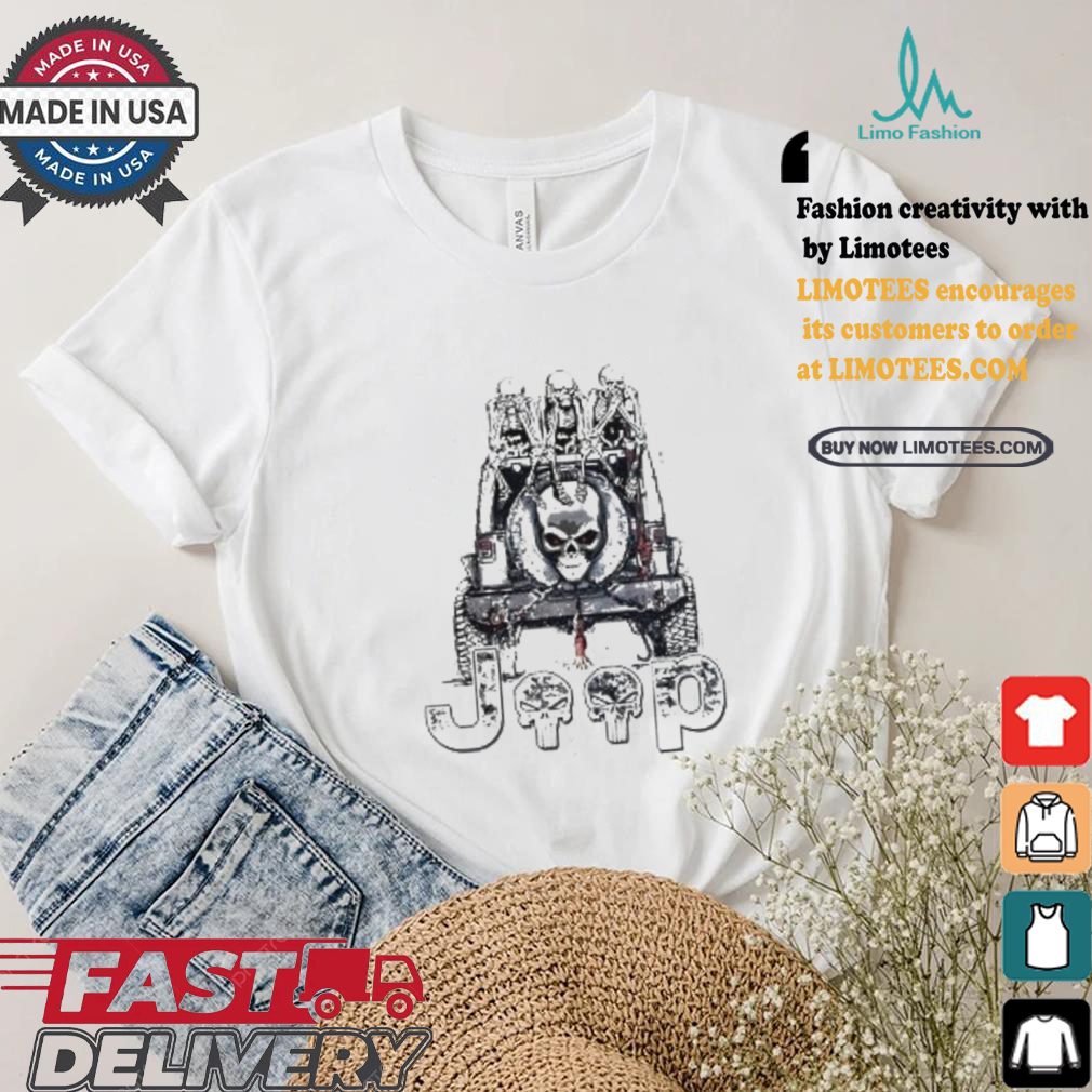 Skeletons sit on Jeep American flag Halloween shirt Skeletons sit on Jeep American flag Halloween shirt
