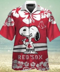 Snoopy And Hibiscus Boston Red Sox Aloha Shirt