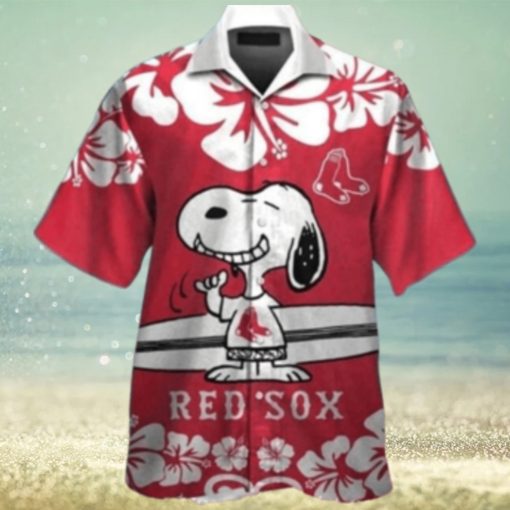 Snoopy And Hibiscus Boston Red Sox Aloha Shirt