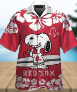 Snoopy And Hibiscus Boston Red Sox Aloha Shirt