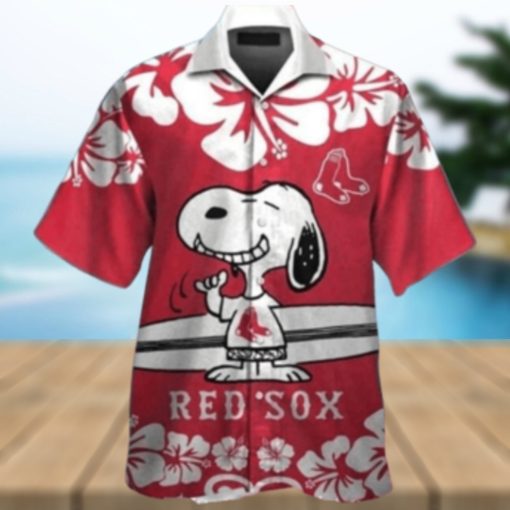 Snoopy And Hibiscus Boston Red Sox Aloha Shirt