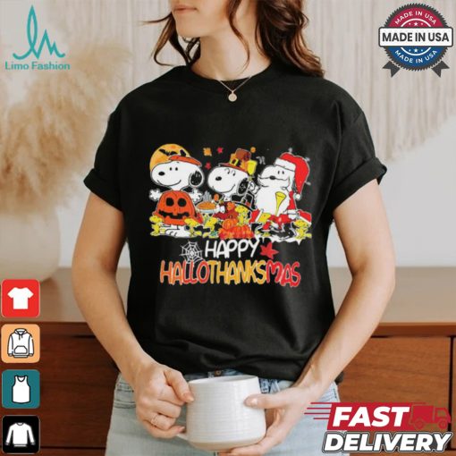 Snoopy Horror Pumpkin Happy HalloThankMas T Shirt