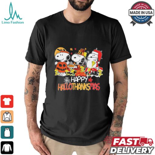 Snoopy Horror Pumpkin Happy HalloThankMas T Shirt