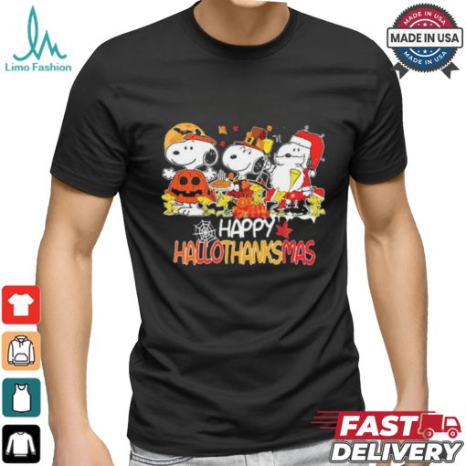 Snoopy Horror Pumpkin Happy HalloThankMas T Shirt